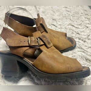 Made in Italy Distressed Leather Sandal Boot Western Boho Vintage 
Size 8